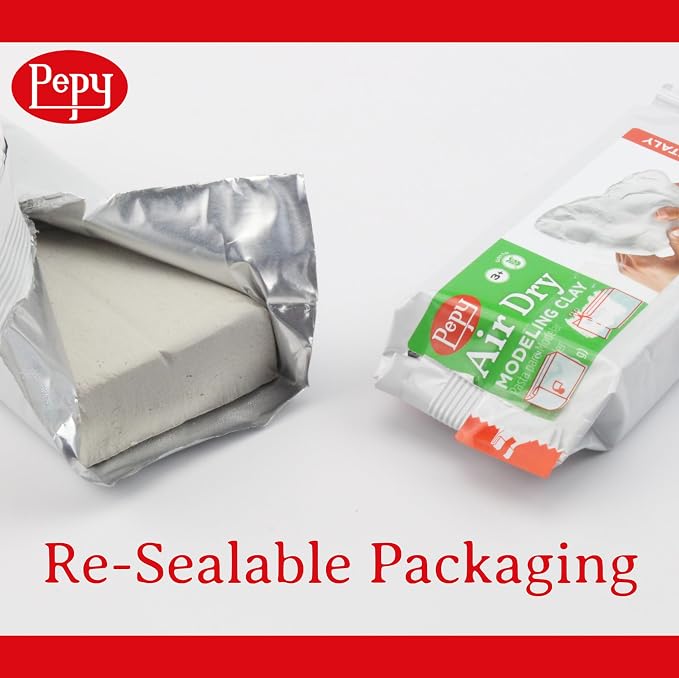 Pepy Premium European Air Dry Modeling Clay White 3 Pack 1.1 lb Bars, 3.3 lbs Total, Easy to Use Air-Hardening Clay for Classroom and Montessori Sculpting and Crafts Projects