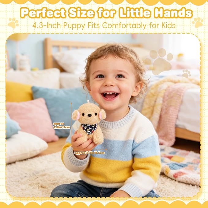 Niceup 24PCS Adopt a Puppy Party Favors Kids Mini Plush Dog Non-candy Easter Basket Stuffers Bulk Stuffed Animals Dog Paw Adoption Pet Doll Toys Birthday Party Goodie Bag Fillers Classroom Reward Gift