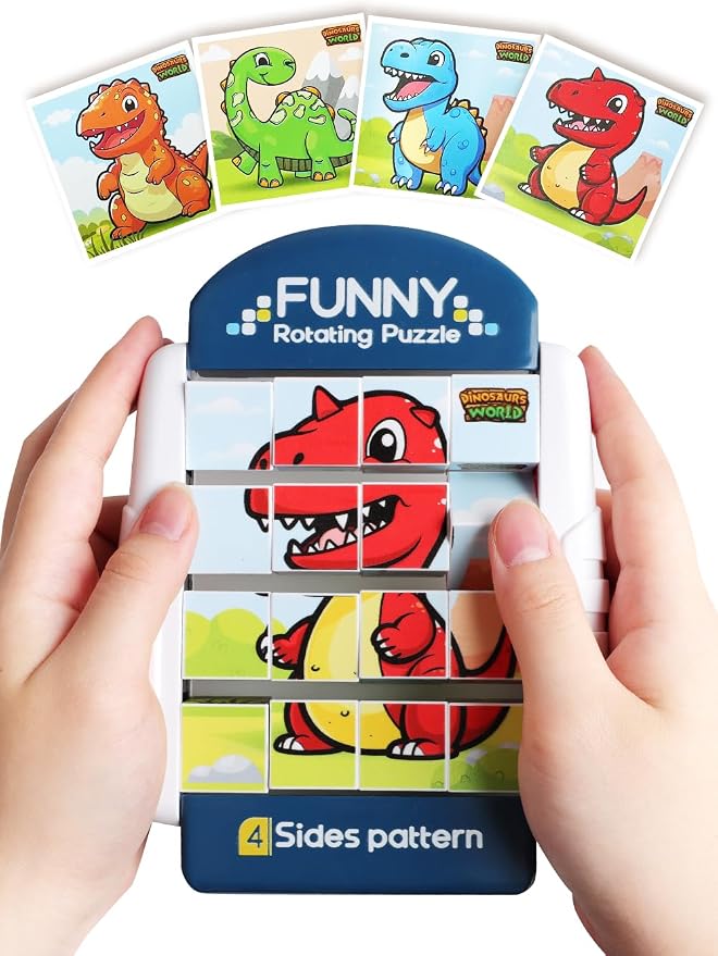 16-Piece Rotating Puzzles for Kids 4-6, Toddlers Puzzles 2-4, Road Trip, Airplane Activities Game, Travel Toys - Brain Teaser, Fine Motor Skills, Birthday Gifts Boys & Girls