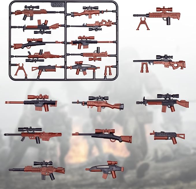 63 Pcs US Brown Toy Soldiers Figures,Toy Set, US Weapons Pack Military Army Battle, Toy Set Weapon Battle Building Blocks Compatible with Major Brand, 3 Years Old and up