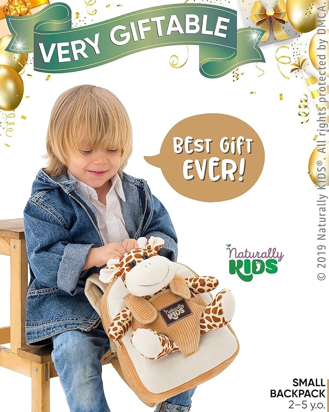 Giraffe Backpack, Giraffe Toys for Kids 3-5, Toddler Stuffed Animal Gifts for 2 3 4 5 Year Old Girl Boy