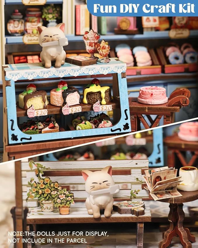 Cutefun Book Nook Kit - DIY Miniature Dollhouse Booknook Kit for Adults and Teens, 3D Wooden Puzzle Bookshelf Insert Decor with LED Light, Gifts for Book Lovers and Beginners (Sweet Marie)
