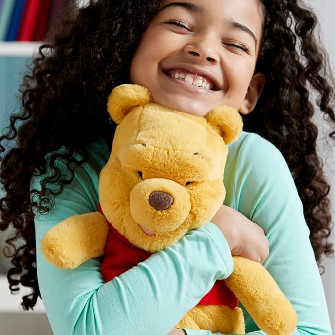 Disney Store Official Pooh Medium Soft Toy for Kids, Cuddly Character with Fuzzy Texture and Embroidered Details, Red T-Shirt, Disney Plushy Suitable for All Ages