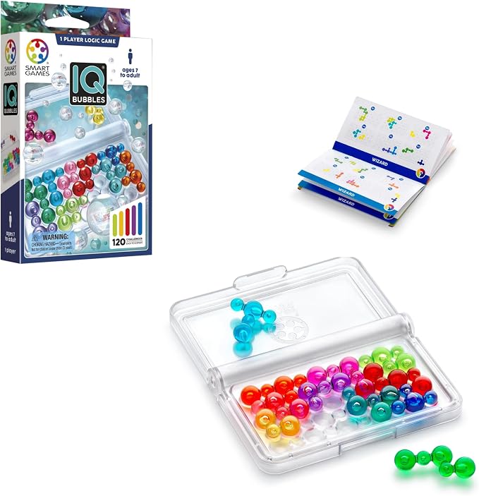 SmartGames IQ Bubbles | Boost Logic and Problem Solving Skills | 120 Challenges from Easy to Expert | Great for Ages 7 - Adult | A Fun Travel Game in a Portable Case