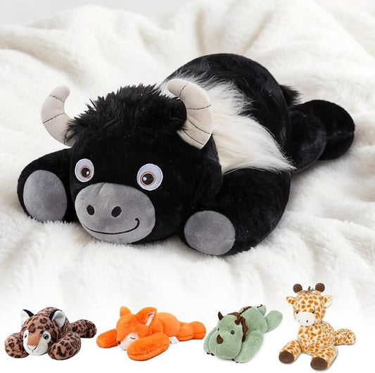 Niuniu Daddy 20" | 3.3 Pound HighIand Cow Weighted Plush Animals, Large Highland Cow Pillowfort Stuffed Lap Animal Toys for Kids Adults, Big Plushy Body Pillow for Gifts Birthday Christmas Holiday