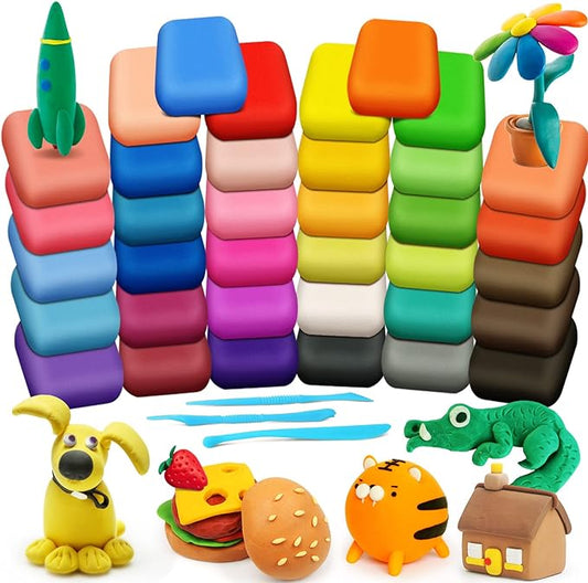 Magic Clay - Air Dry Clay 36 Colors, Modeling Clay for Kids with Tools, Soft & Ultra Light, Toys Gifts for Age 3 4 5 6 7 8+ Years Old Boys Girls Kids | Includes Tools, Soft & Ultra Light, Ages 3-8+ Years, Boys & Girls