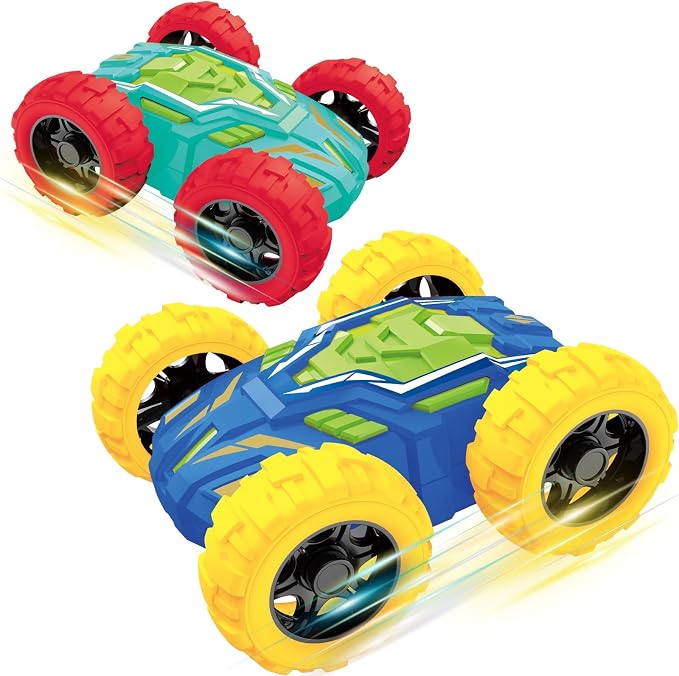 MSHALADE Toys Cars for Ages 2-4, Double-Sided Monster Truck Toys, Stunt Push and Go Friction Cars, 3 Year Old Boy Toys, Toy Cars for 2 3 4 5 6 Year Old Boy Christmas Birthday