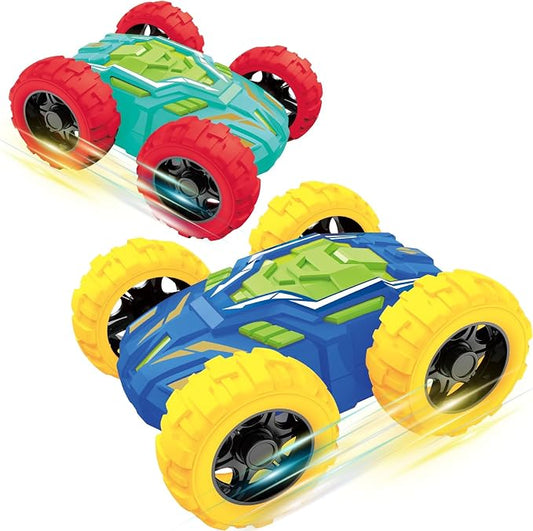 MSHALADE Toys Cars for Ages 2-4, Double-Sided Monster Truck Toys, Stunt Push and Go Friction Cars, 3 Year Old Boy Toys, Toy Cars for 2 3 4 5 6 Year Old Boy Christmas Birthday