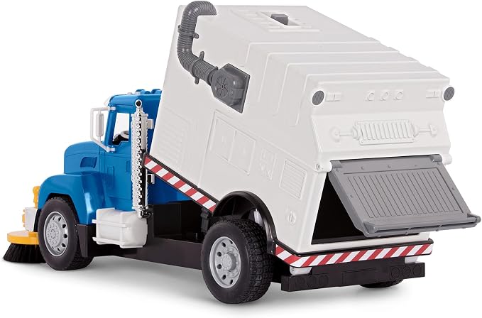 Driven by Battat – Large 18-Inch Electric Street Sweeper Kids ToysCars with Spinning Brushes & Lights – 1:16 Scale with Working Doors & Sounds – Tilting Container for 3+ Years