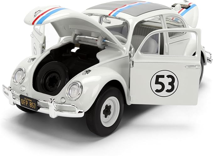 Jada Herbie The Love Bug Volkswagen Beetle Hollywood Rides 1:24 Die-Cast Vehicle with Tire Rack Toys