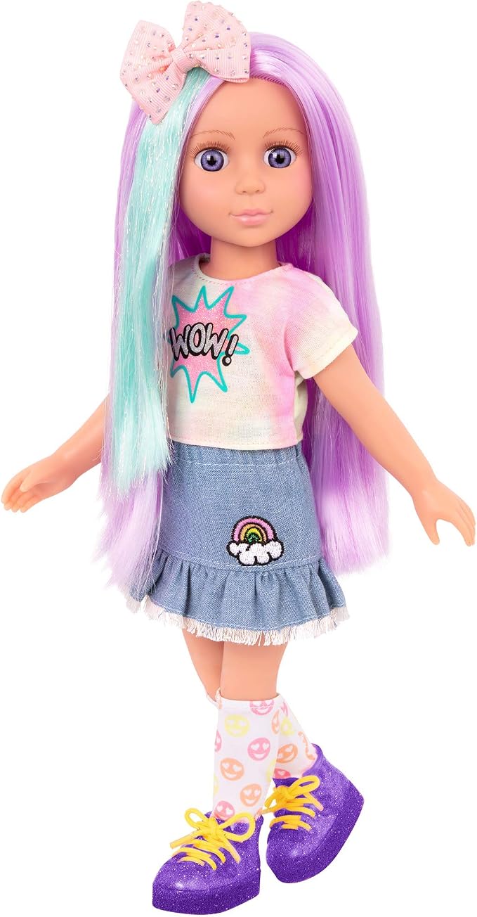Glitter Girls – 14-Inch Fashion Doll - Blue Eyes & Blue Hair - Bow, Clips, and Colorful Outfit – 3+ Years – Luma