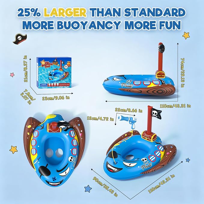 Kids Pool Floats with Water Gun, Toddler Inflatable Pool Toys for Kids Age 3-8 Years Old, Summer Outdoor Water, Beach, Swimming Pool Toys Gift for Boys and Girls