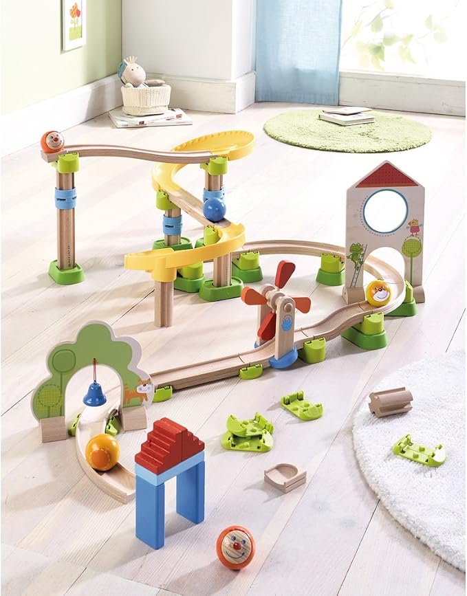 HABA Ball Track Columns Expansion 10 Piece Set - Elevate Your Kullerbu Ball Track Adventure - STEM Toys & Marble Run Building Sets for Kids Ages 2-6