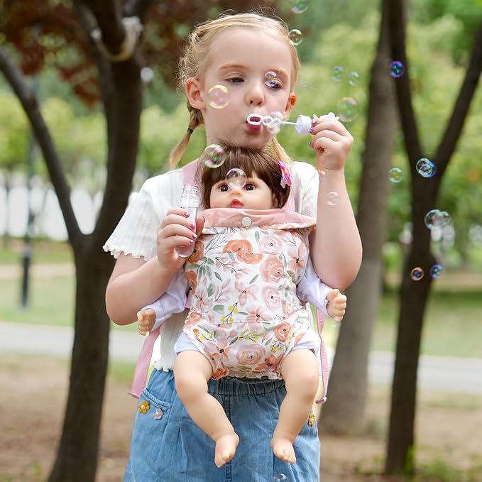 GAGAKU Baby Doll Carrier for Little Girls, Reborn Doll Accessories for Toddlers Kids 3+ Years Old, Toy Dolls Carrier - Roses