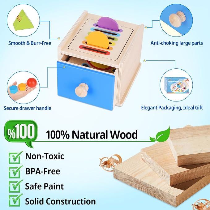FCSONU Toddler Montessori Toys for 1 2 3 Year Old, 3in1 Shape Sorter For Toddlers 1-3 Fine Motor Skills Toys, Drawer Coin Box Color Sorting Toys Sensory Toys, Christmas Birthday Gifts for Boy Girl Kid