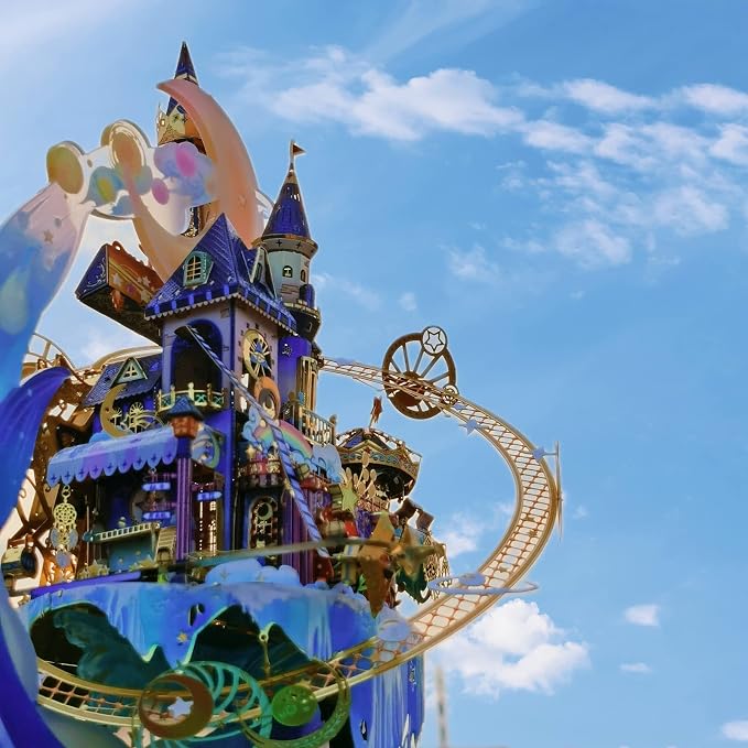 MU 3D Metal Puzzles for Adults Starlit Amusement Park, Metal Model Kits DIY Sets Funhouse Miniature Building Landscape Architecture Puzzles, Birthday New Year Gift Home Desk Decor