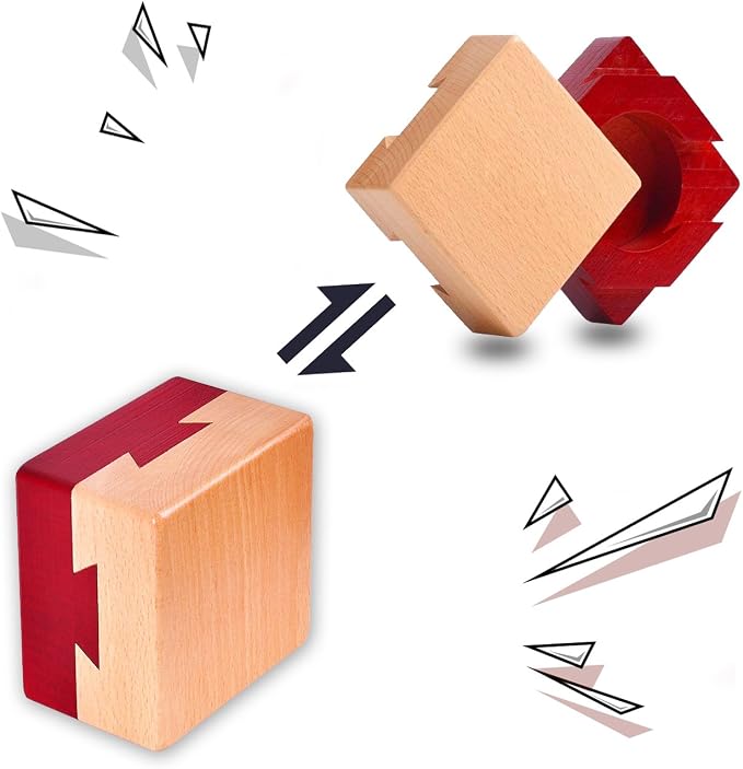 DC-BEAUTIFUL Impossible Dovetail Box Mini 3D Brain Teaser Wooden Magic Drawers Gift Jewelery Box Puzzle Toy for Adults