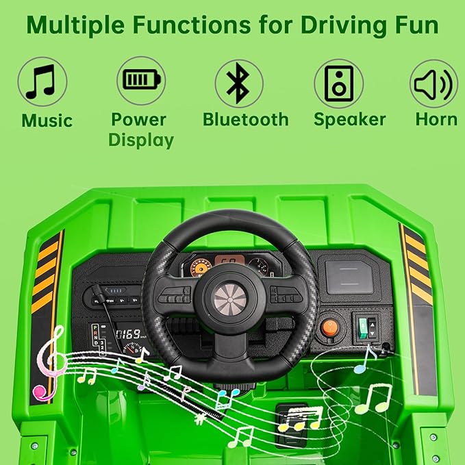 12V Ride On Dump Truck Kids Ride On Car for Kids, Battery Powered Electric Car with Remote Control, Electric Dump Bed, Wear-Resistant Tires, 4 Wheels Tractor Ride On Toys, Green