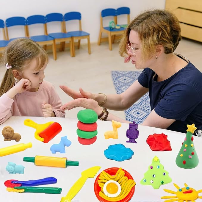 Unleash Creativity with 53 Pcs Play Dough Tools Sets Dough Accessories.Ideal as a Gift for Kids Aged 3-4-8 Years