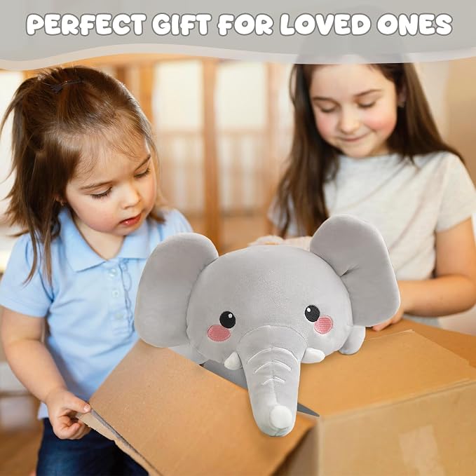 TOYSYM Weighted Stuffed Animals, 3.74 lbs Elephant Stuffed Animal with Weighted Beads, Cute Plush Toy Pillow Gifts for Adults Kids Boys Girls