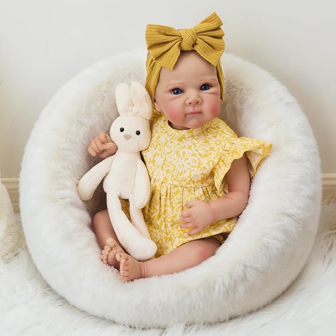 FOCKOF Realistic Reborn Baby Dolls-18 Inch Realistic Baby Doll Girls Soft Cloth Body Reborn Baby with Gift Box for Kids Age 3+