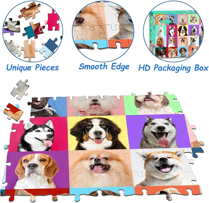 Puzzles for Kids Ages 6-8 Cute Dogs - Multicolor Dogs, 200 Piece Puzzles for Kids Ages 8-10 Year Old Learning Educational Jigsaw Puzzles for Kid Age 6 7 8 9 10 Year Old Toys Dog Gifts