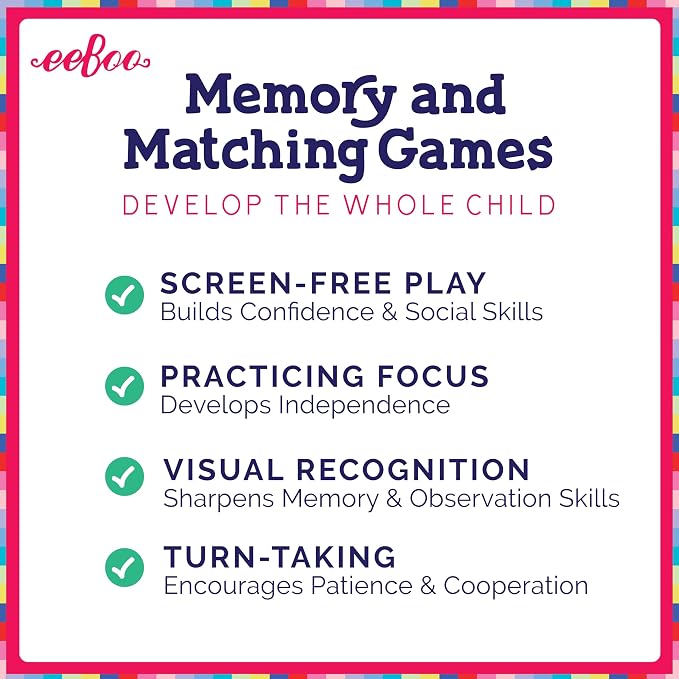 eeBoo: Memory and Matching Game- I Never Forget a Face- 24 Pairs, Develops Recognition, Concentration, Memory & Social Skills, Age 3+