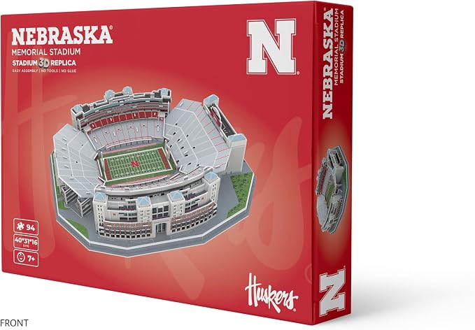 Pro-Lion 3D Jigsaw Puzzle of Nebraska Memorial Stadium – 162 Pieces | Nebraska Huskers College Football Model | NCAA Football Stadium Building Kit | Creative Gift for Men, Boys & Kids Aged 8+
