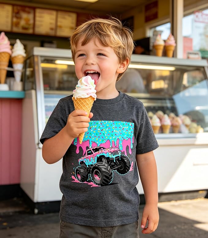 Lovekider Cotton Shirt for 3-6T Boys Truck Dinosaur Toddler Kids T-Shirt Short Sleeve Excavator Construction T-Rex Tee Shirts