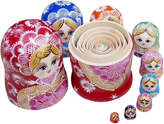 Russian Nesting Dolls for Kids Matryoshka Doll 10pcs Handmade1051