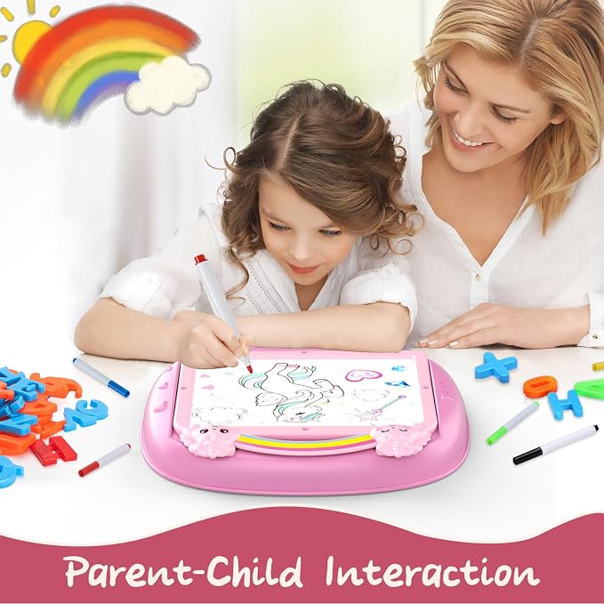 Gifts for 1-2 Year Old Girls, Toddlers Unicorn Toys with Magnetic Letters and Numbers, Portable Preschool Learning and Educational Toys for 1-2 Year Old Toddler Girl Birthday Gifts(Pink)