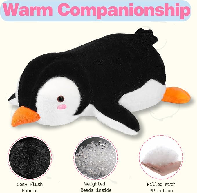 CSVBTRF Weighted Stuffed Animal, 4.2 lbs 19" Penguin Plush Hugging Pillow for Kids Gift - Penguin Stuffed Animal Gifts for Kids Boys and Girls