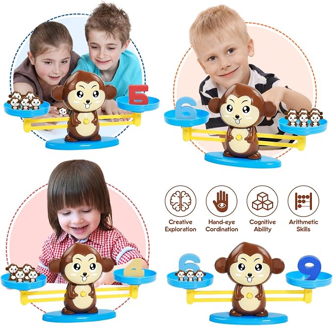 BAKAM Penguin Math Balance Scale, Toddler Counting Toys for 3 4 5 6 Year Old, Montessori Addition & Subtraction Weight Game, STEM Preschool Learning Activities, Educational Gift for Boys Girls
