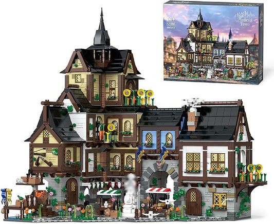 Medieval Town Center Building Set for Adult, Architecture Viking Village Town Center Building Block, House Collection Toy, Creative Present for Adults and Teen(3867PCS)