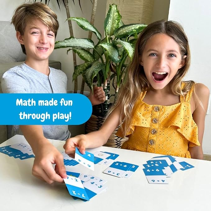 Math Card Game for Kids and Adults – Fun Speed, Math and Clap Reaction Game for 2 to 6 Players – Improve Math Skills and Quick Thinking – Learning Plus & Minus Playing – Mathomino Cards