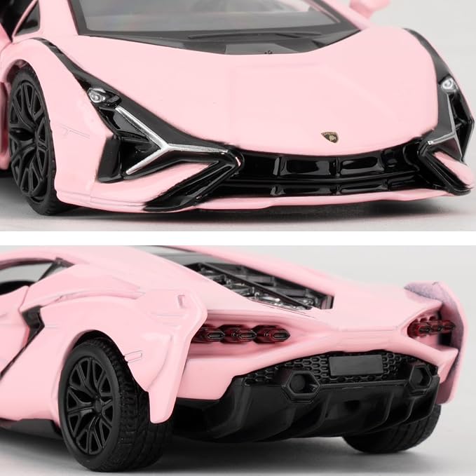 BDTCTK 1/36 Lamborghini Sián FKP37 Diecast Car Models, Zinc Alloy Toy Pull Back Vehicles Toy Cars for Toddlers Kids Boys Girls Gift (Pink)