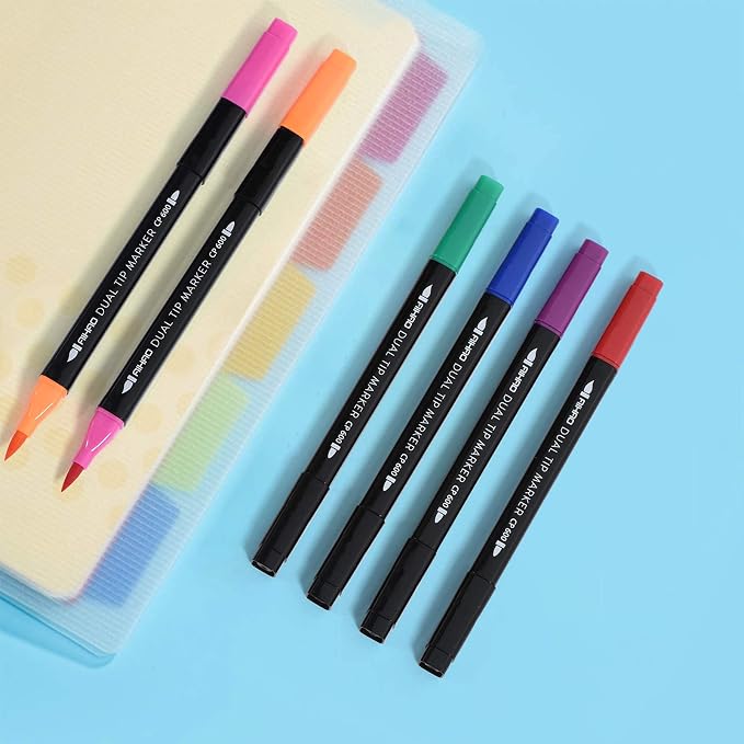 AIHAO Markers for Kids,Dual Tip Markers Set, Brush & Fine Tips, 36 Pack, Super Washable Marker With Stand Portable Box, Coloring, Doodling, Sketching, Art Supplies for Drawing, Journaling