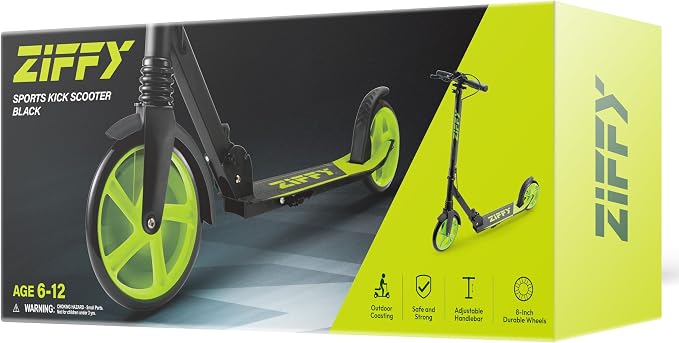 JOVA ZIFFY Scooter for Kids with Hand Brake, Foldable Kick Scooter for Ages 6-12, Lightweight Scooter for Boys with 4 Adjustable Heights, ABEC9 Bearings, Supports Up to 220 lbs