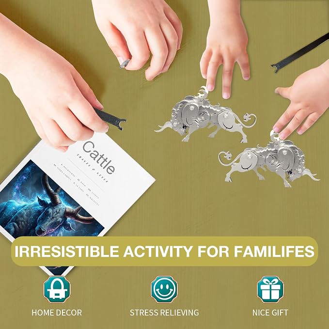 Microworld 3D Metal Puzzle, Mechanical Cow Metal Model Kits, Steel Warcraft Collection Challenge 3D Puzzles Brain for Adult Teaser DIY Animal Art Craft Decoration Mini Gifts