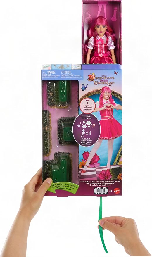 Mattel Disney Descendants: Wicked Wonderland Tea Party Reveal with 7 Surprises, a Pink Fashion Doll in Movie Inspired Clothes & Accessories