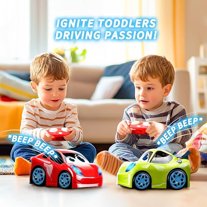 AEROQUEST Remote Control Car, RC Car Toy with Lights and Sounds for Boys, Girls and Toddlers Ages 1-3 2-4 4-7 & 3 Years Old