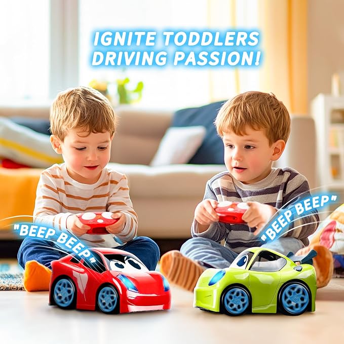 AEROQUEST Remote Control Car for Toddlers for Boys Light-Up Educational Fun Toy Cars for Interactive Durable Toys for 2 3 4 5 6 Girls Kids