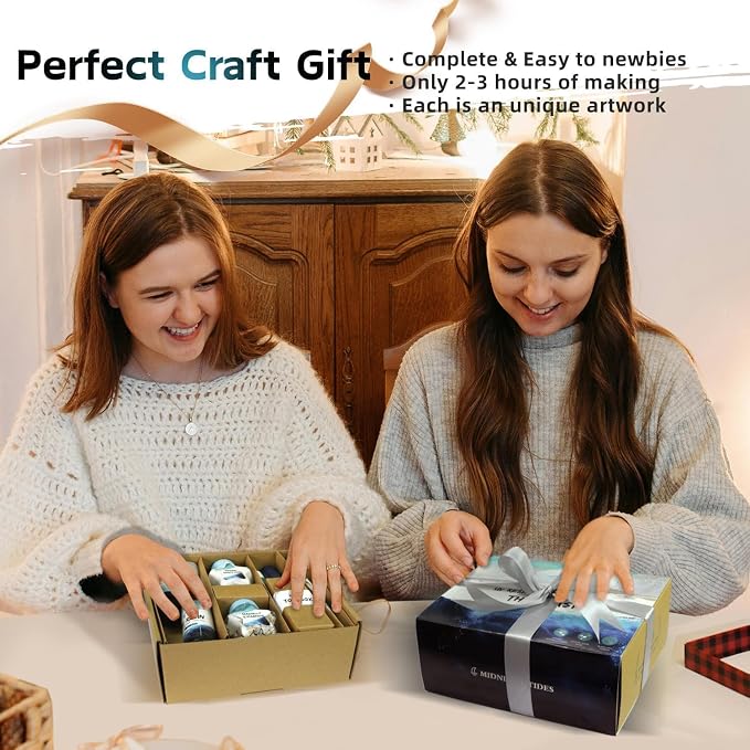 iLAND Crafts for Adults Zen Ocean Resin Art Kit, Creative Teen Crafts Resin Kit for Beginners, Crafting Hobbies for Women, DIY Sea Art Projects for Adults, Unique Beach Themed Gifts for Crafty Crafter