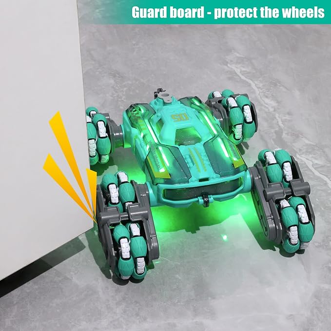 FUNiOi Cool 8WD RC Stunt Car for Kids Ages 6 7 8-12 13 14 Year Old - Remote & Gesture Hand-Controlled Toy with Lights & Music, Rotating Drift Car for Boys, 2.4Ghz