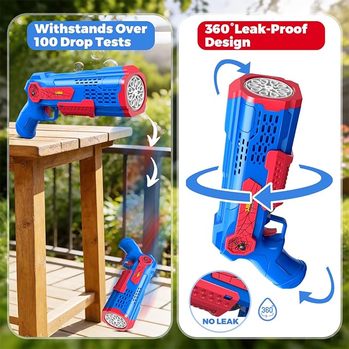 Zerhunt Bubble Gun Machine for Kids: 10,000+ Bubbles/Min Automatic Blower with LED Lights & Leak-Proof Design - Outdoor Summer Toy for Toddlers Ages 3+ - Birthday Easter Wedding Party Favors