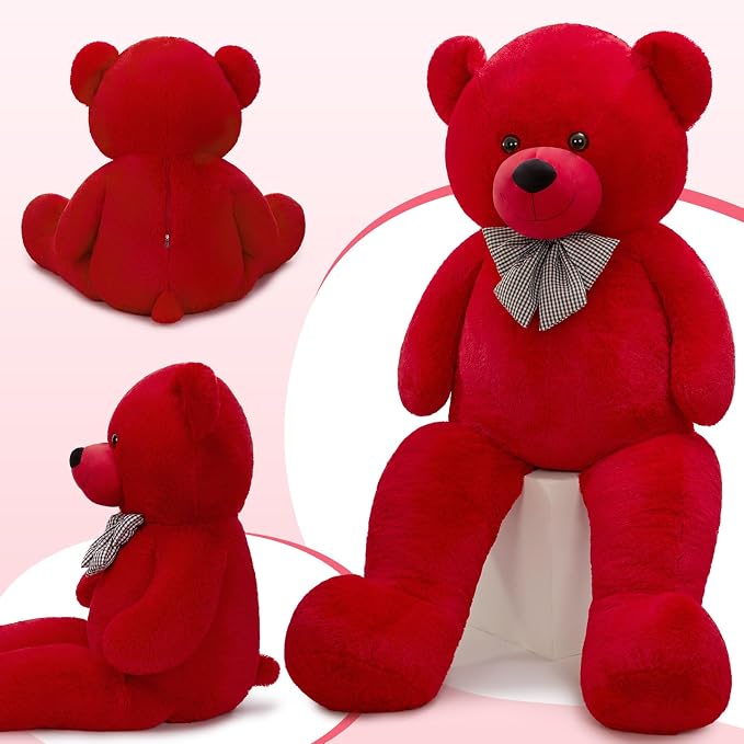 MaoGoLan Big Teddy Bear 55 inches,Life Size Big Plush Stuffed Animal,Adorable and Soft Red Teddy Bear Gift for Christmas,Valentines,Birthday,or Long Distance