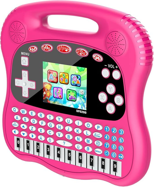 Interactive Early Learning Tablet - Educational Toys for Ages 2+ - Abc's, Words, Shapes, Numbers, Games, Music - Encourages Independent Play - Electronic Toys Gifts (Pink)