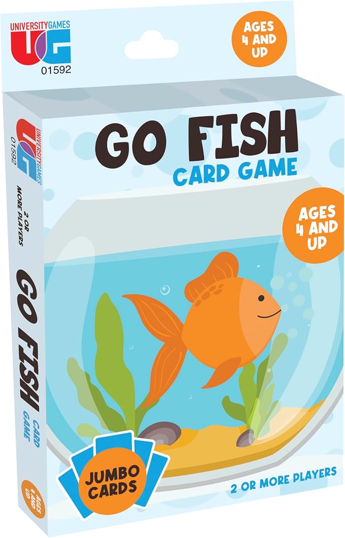 University Games Go Fish Card Game - Jumbo Size, Colorful Animal Cards for Kids Ages 4 and Up, Fun Family and Educational Game