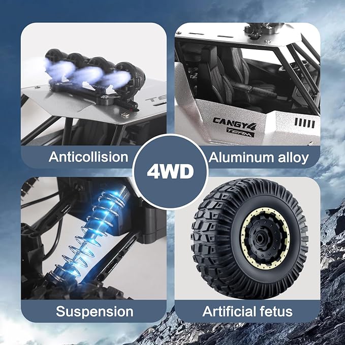 Jiakora Remote Control Car 1:12 Off Road Truck, Metal Shell LED Headlights Offroad Monster RC Truck, RC Cars Toys for Boys 4-7 8-12 Year Old Kids, Gifts for Kids