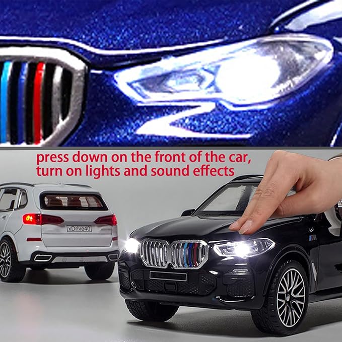 Toy Cars 1/32 Metal Model Car Toys with Light and Sound Pull Back Collectible Model for Children Age 3 + Year Old Festival Gift(Blue)